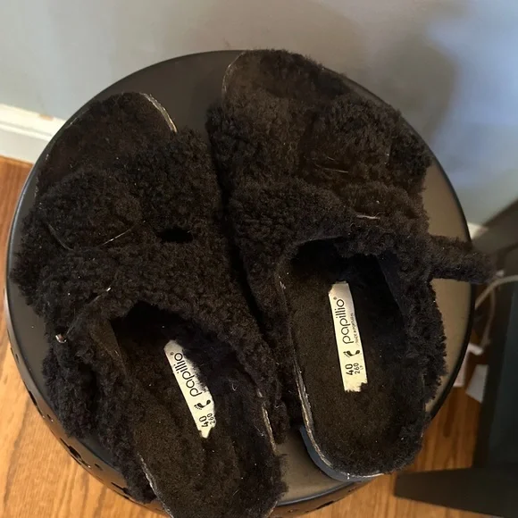 Birkenstock Papillio Arizona Black Teddy Shearling Sandal (Size: 40) - Picture 2 of 6